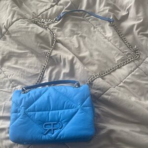 Blue Quilted Chain Shoulder Bag